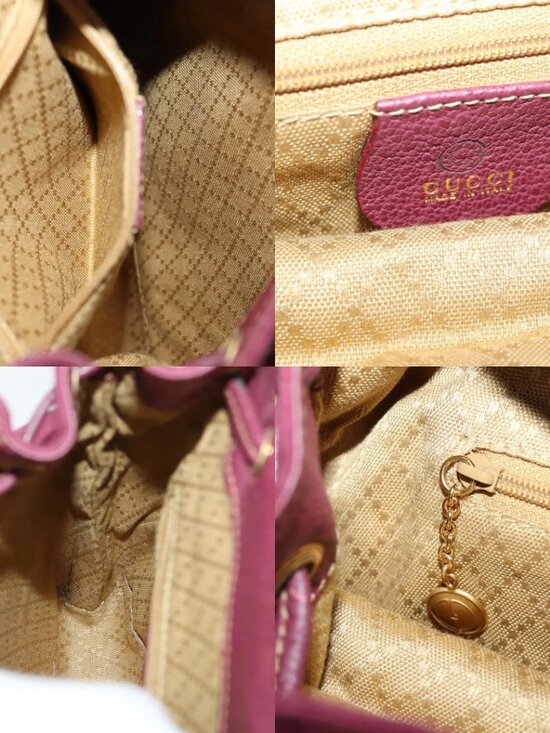 GUCCI Bamboo Backpack Suede Purple Gold 003 1705 0030 Auth BA10642